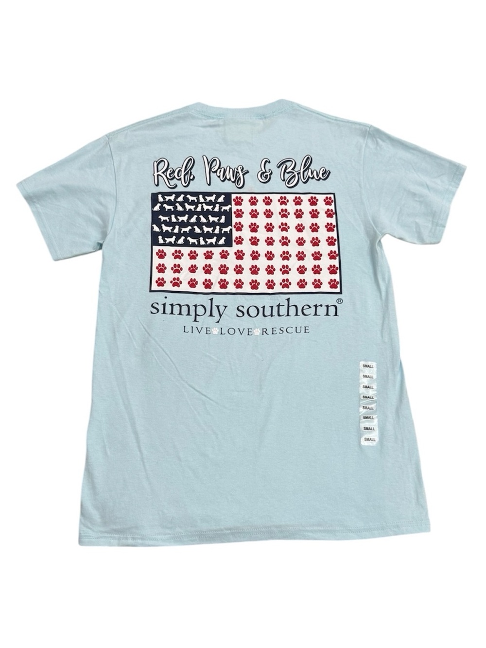 Simply Southern Dog Rescue Tee Blue Small NWT